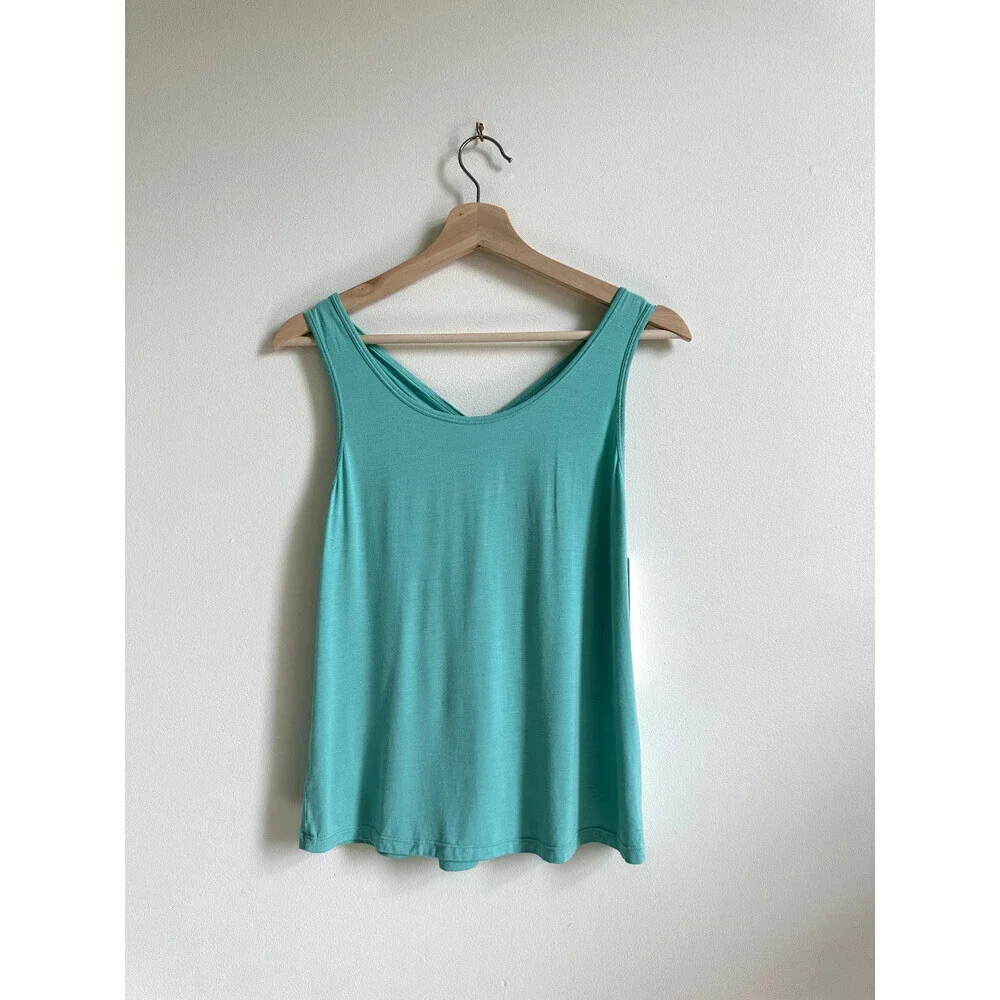 Nicole Miller Sport Teal Cross Back Stretch Activewear Tank Work Out size L $58 - Picture 2 of 9
